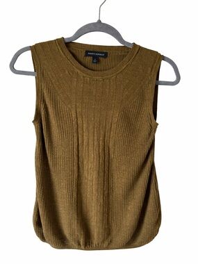 Banana Republic Olive Linen Blend Ribbed Sweater Tank Top Size S